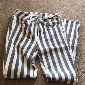 Grey and white striped skinny jeans